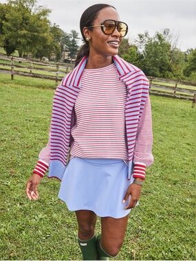 Addison Bay Soft Luxe Penny Pullover Stripe Sweatshirt New Size Small